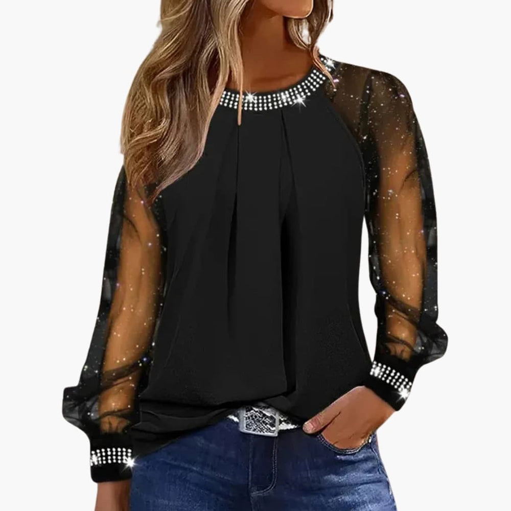 Women's Sequin Knit Top with Long Sleeves