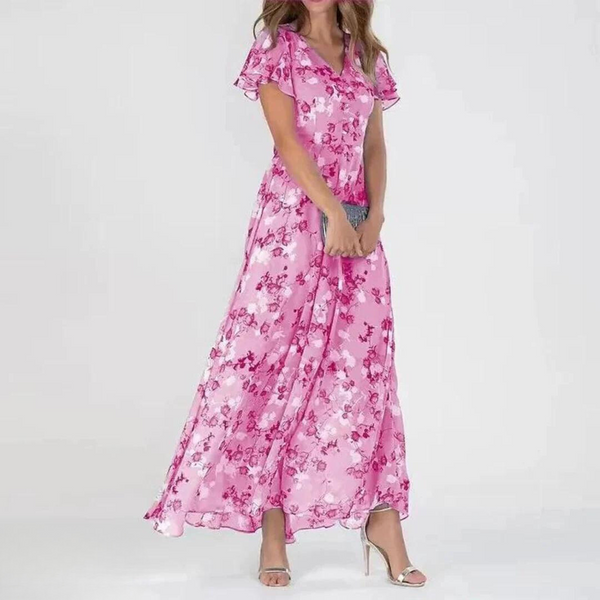 Women’s Floral Ruffle Sleeve Maxi Dress