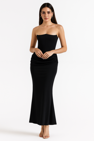 Chic Strapless Maxi Dress with Flowing Silhouette