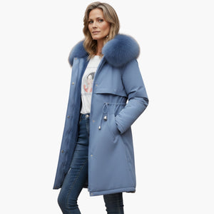 Chaqueta de invierno para mujer con cuello de piel sintética