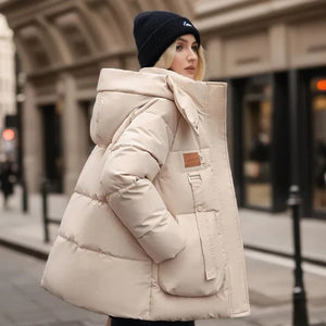 Chaqueta acolchada de invierno con capucha para mujer y bolsillos