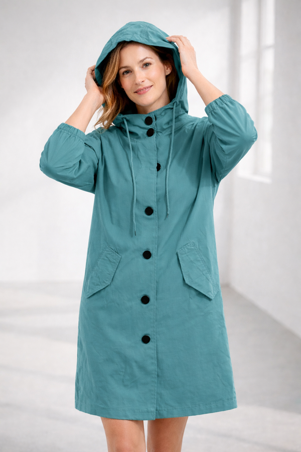 Chaqueta para mujer con capucha de longitud media