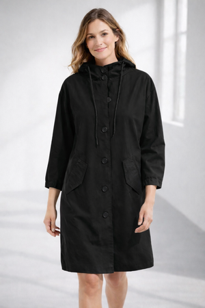 Chaqueta para mujer con capucha de longitud media