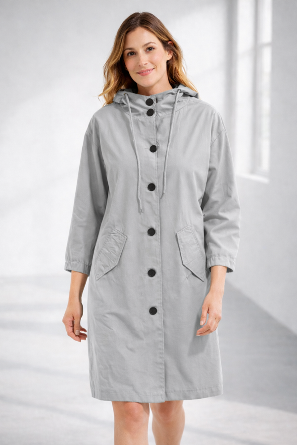 Chaqueta para mujer con capucha de longitud media