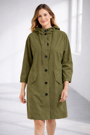 Chaqueta para mujer con capucha de longitud media