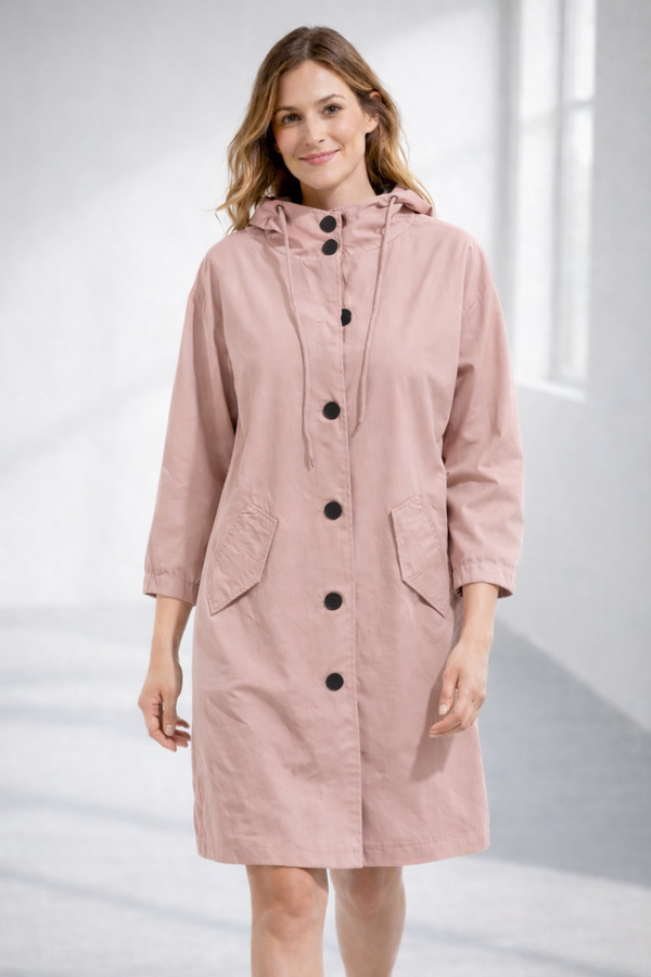 Chaqueta para mujer con capucha de longitud media