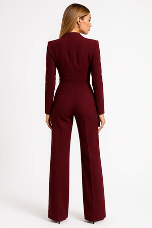 Tailored Blazer-Inspired Wide-Leg Jumpsuit