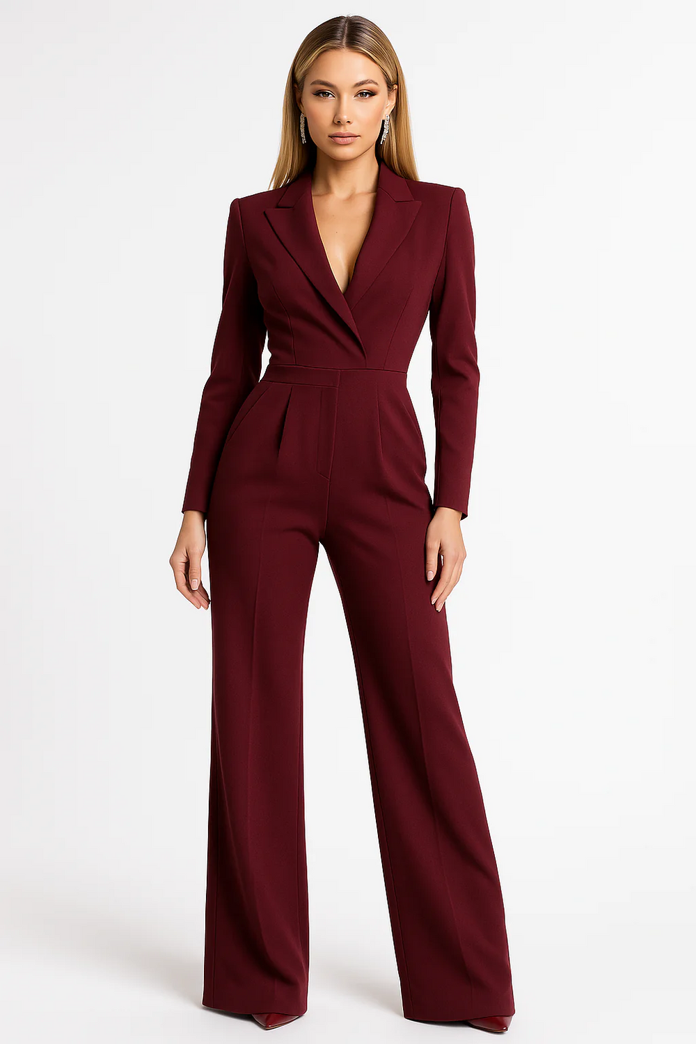 Tailored Blazer-Inspired Wide-Leg Jumpsuit