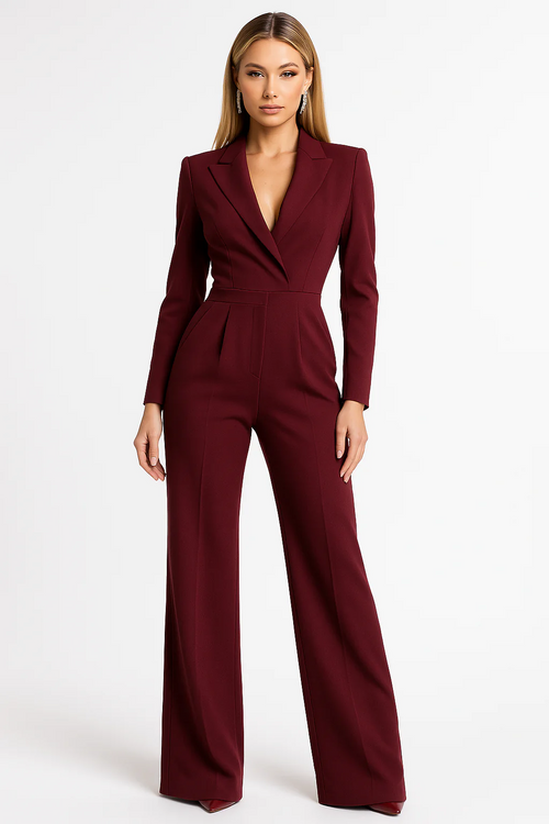 Tailored Blazer-Inspired Wide-Leg Jumpsuit