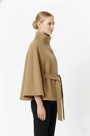 Elegant Women's Coat with Removable Belt and Relaxed Fit