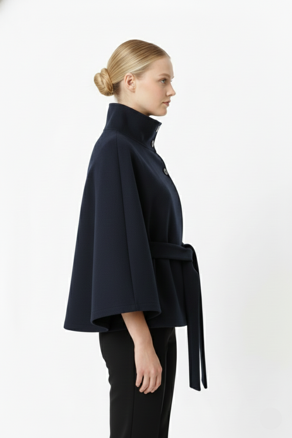 Elegant Women's Coat with Removable Belt and Relaxed Fit