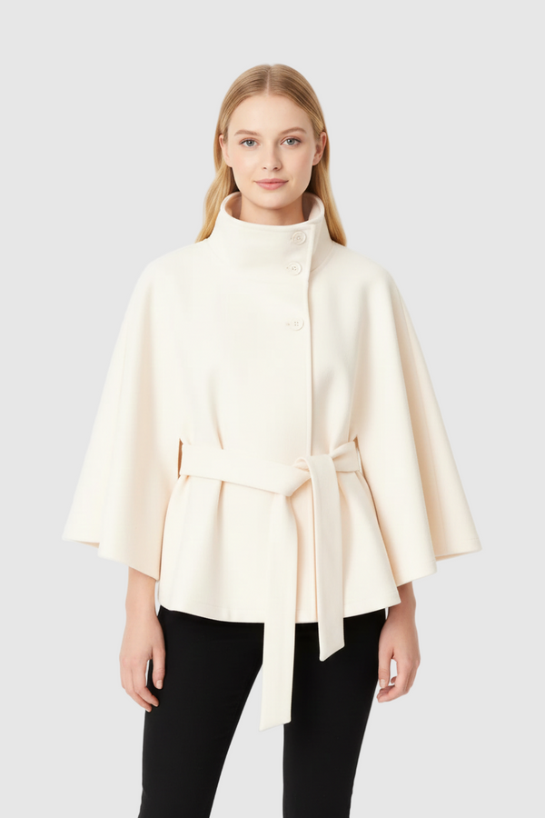 Elegant Women's Coat with Removable Belt and Relaxed Fit
