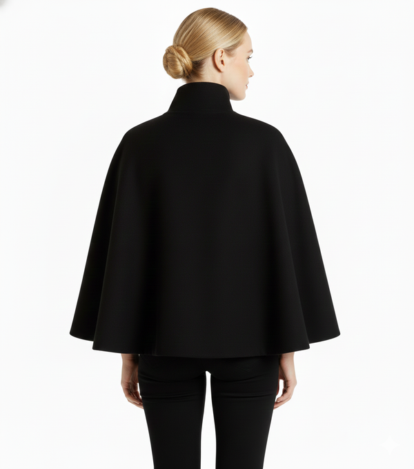 Elegant Belted Cape Coat for Women