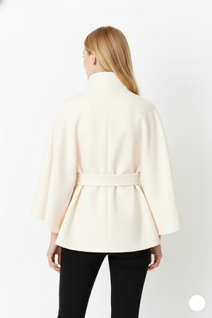 Elegant Belted Cape Coat for Women