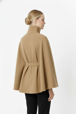 Elegant Belted Cape Coat for Women