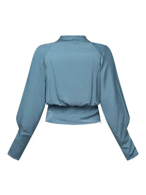 Elegant V-neck Women's Blouses with Puff Sleeves