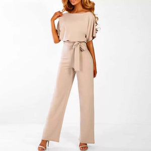 Women's Elegant Belted Jumpsuit with Wide-Leg Silhouette