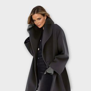 Wrap Collar Oversized Hooded Coat for Women