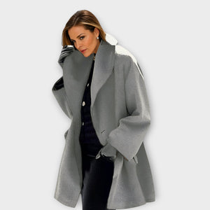 Wrap Collar Oversized Hooded Coat for Women