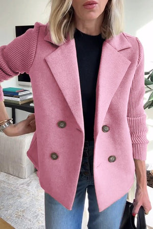 Chic Tailored Blazer with Knit Sleeves
