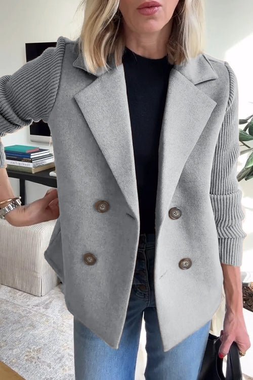 Chic Tailored Blazer with Knit Sleeves