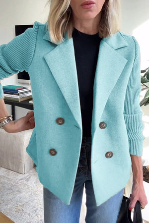 Chic Tailored Blazer with Knit Sleeves