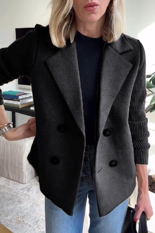 Chic Tailored Blazer with Knit Sleeves