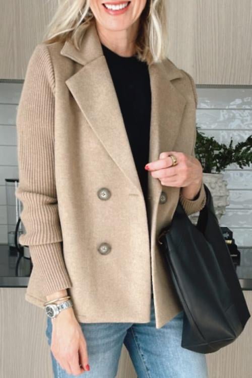 Chic Tailored Blazer with Knit Sleeves