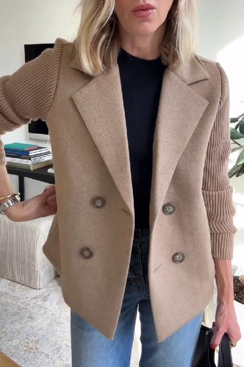 Chic Tailored Blazer with Knit Sleeves