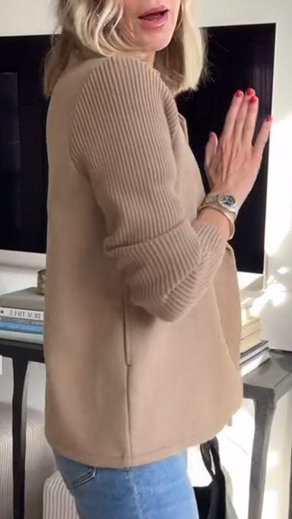 Chic Tailored Blazer with Knit Sleeves