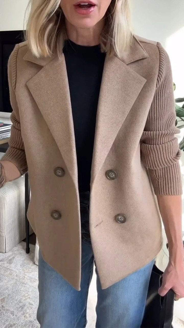 Chic Tailored Blazer with Knit Sleeves