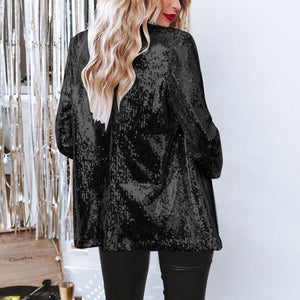 Women's Sequin Open-Front Blazer for Glamorous Style