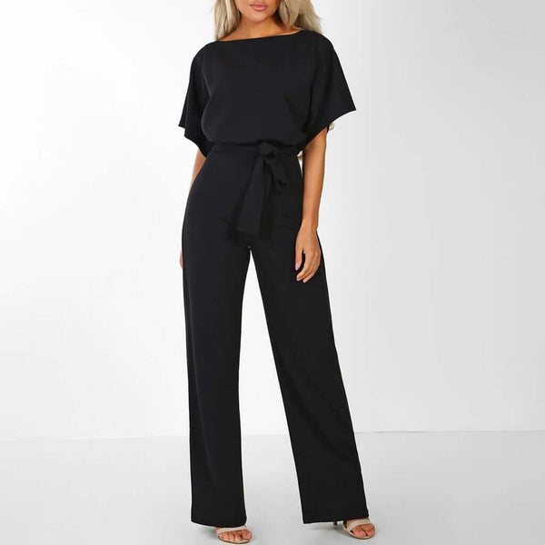 Women's Elegant Belted Jumpsuit with Wide-Leg Silhouette
