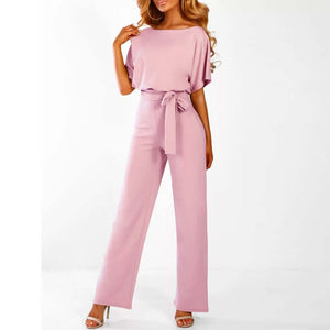 Women's Elegant Belted Jumpsuit with Wide-Leg Silhouette