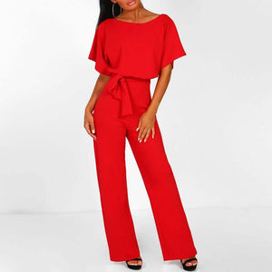 Women's Elegant Belted Jumpsuit with Wide-Leg Silhouette