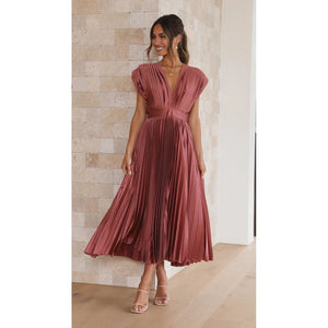 Elegant Sleeveless Maxi Dress - Flowing Pleated Design