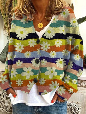 Women's Floral Print Button-Front Cardigan