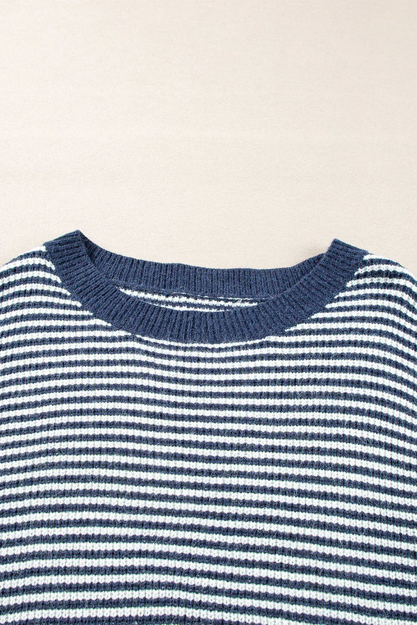 Women's Striped Off-Shoulder Knit Sweater