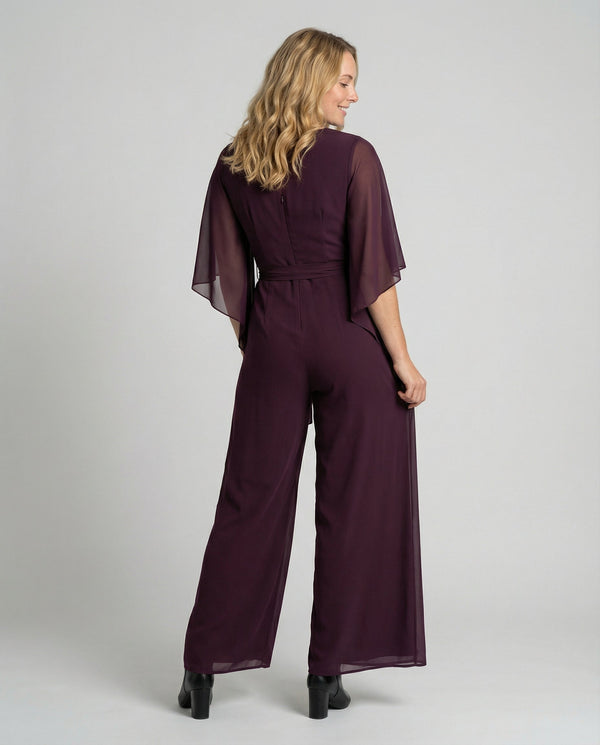 Women's Wide-Leg Jumpsuit with Lace-Up Waist