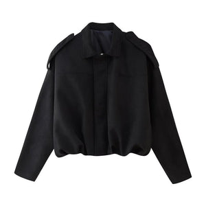 Women's Cropped Suede-Style Bomber Jacket