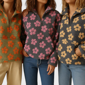 Sudadera polar para mujer con estampado floral