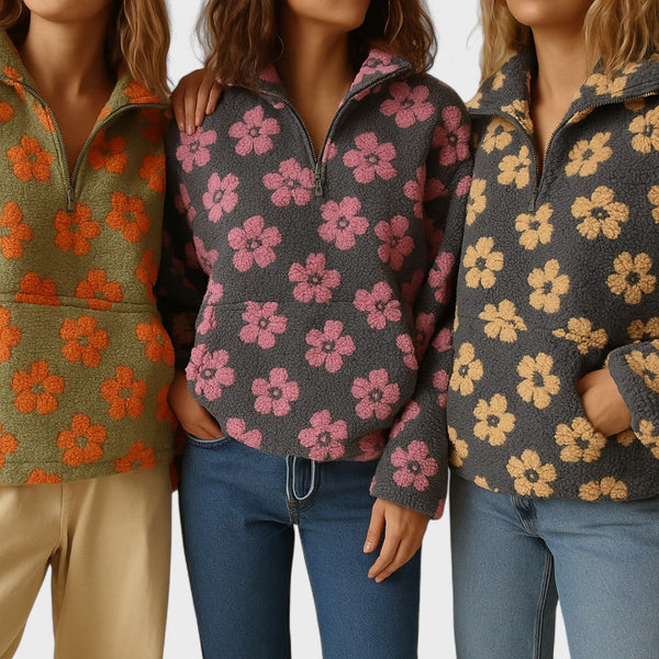 Sudadera polar para mujer con estampado floral