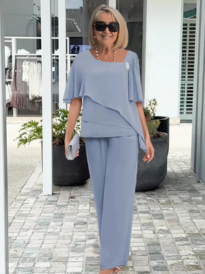 Women’s Elegant Layered Two-Piece Pant Set