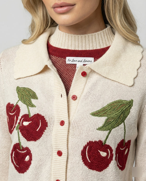 Women's Cropped Knitted Cardigan Cherry Blossom