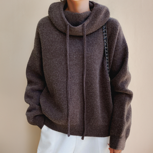 Women’s Cozy High Neck Knit Hoodie