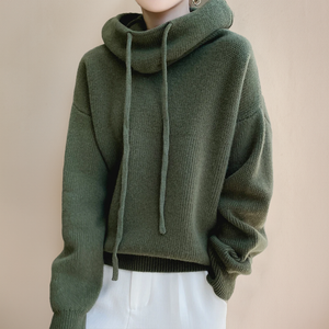 Women’s Cozy High Neck Knit Hoodie