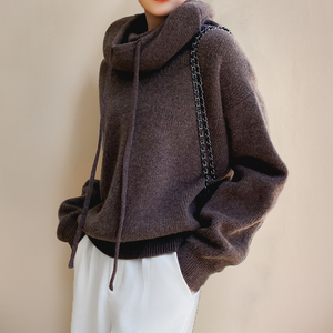 Women’s Cozy High Neck Knit Hoodie