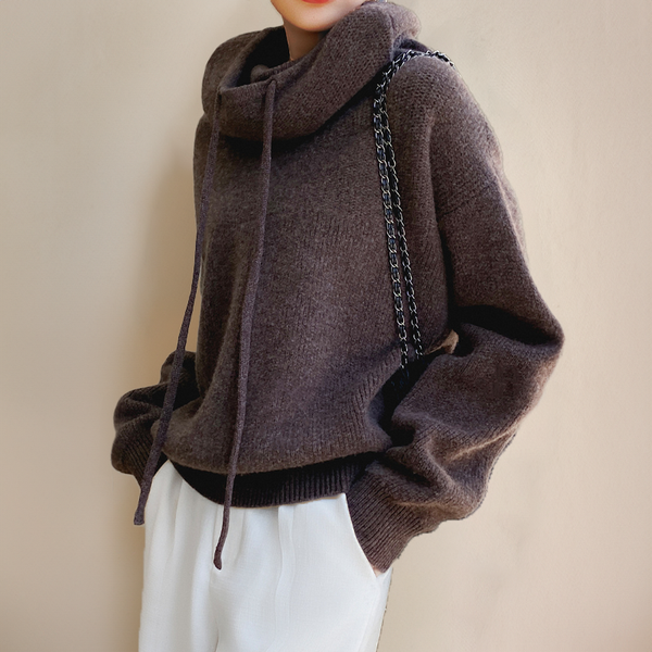 Women’s Cozy High Neck Knit Hoodie