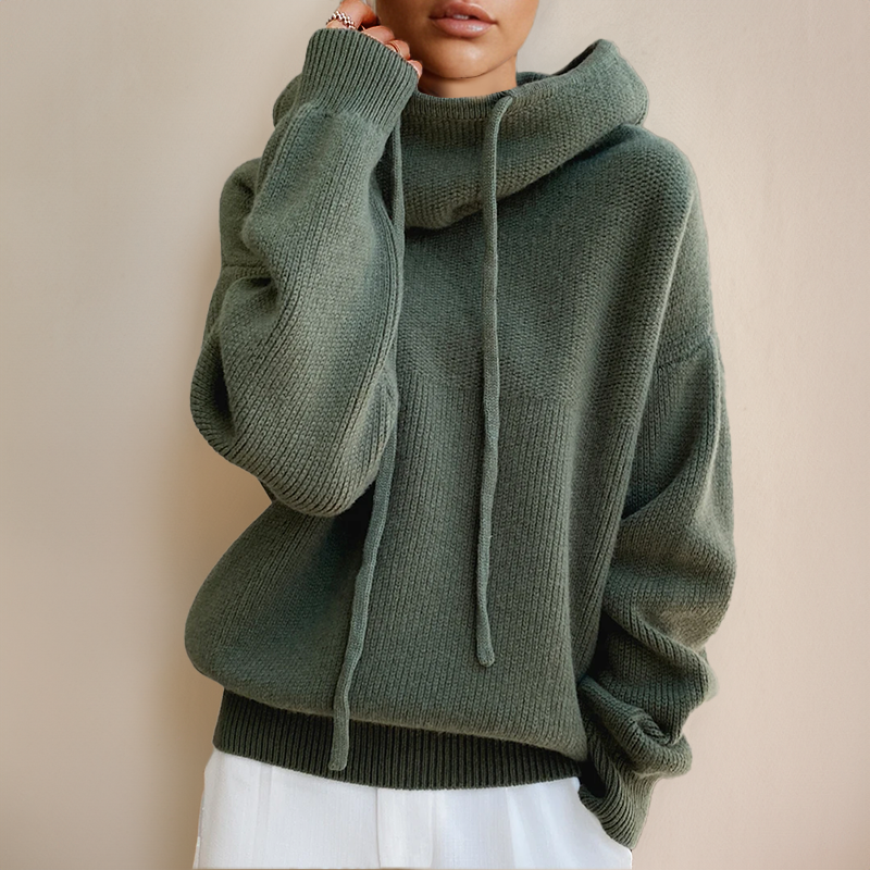 Women’s Cozy High Neck Knit Hoodie