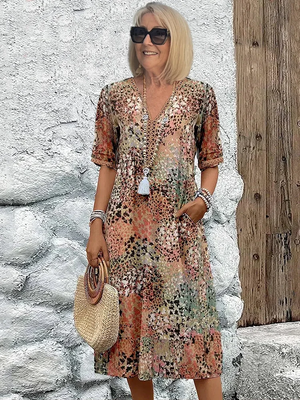 Women’s Printed Boho Midi Dress